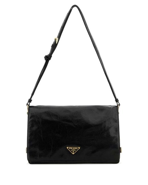 Prada Black Leather Medium Shoulder Bag