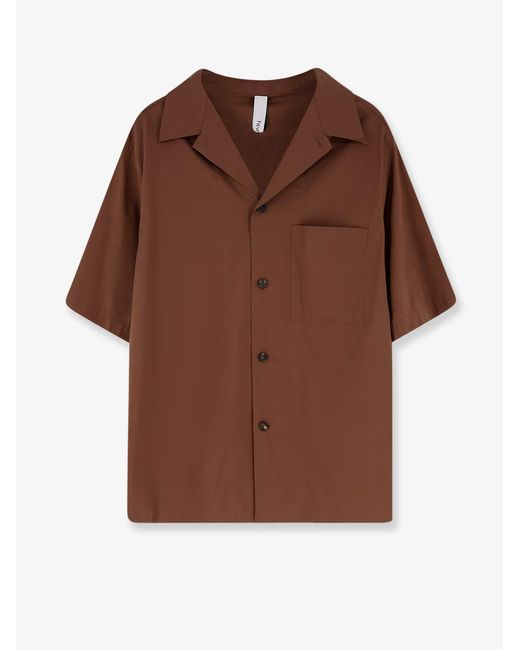 Hevò Brown Cotton Blend Shirt for men