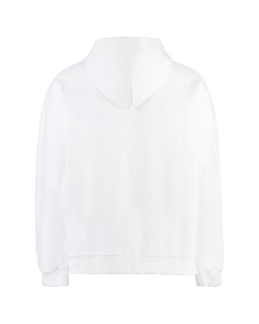 Palm Angels White Full-Zip Cotton Hoodie for men