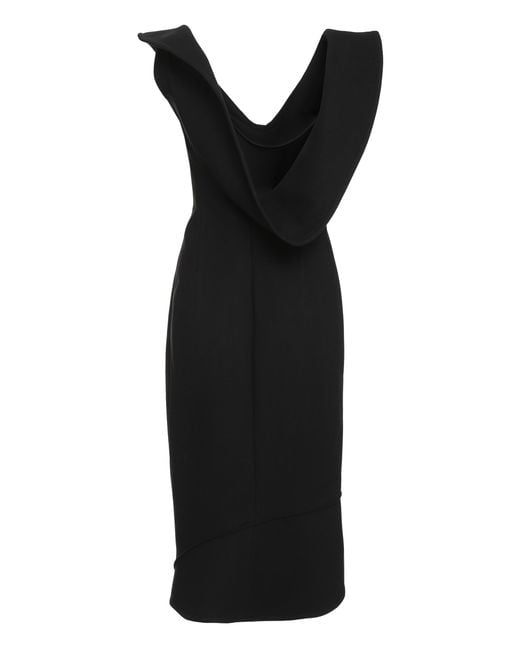 Bottega Veneta Black Midi Dress Cotton Blend Viscose