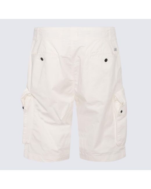 C P Company Natural Gauze Cotton Cargo Shorts for men