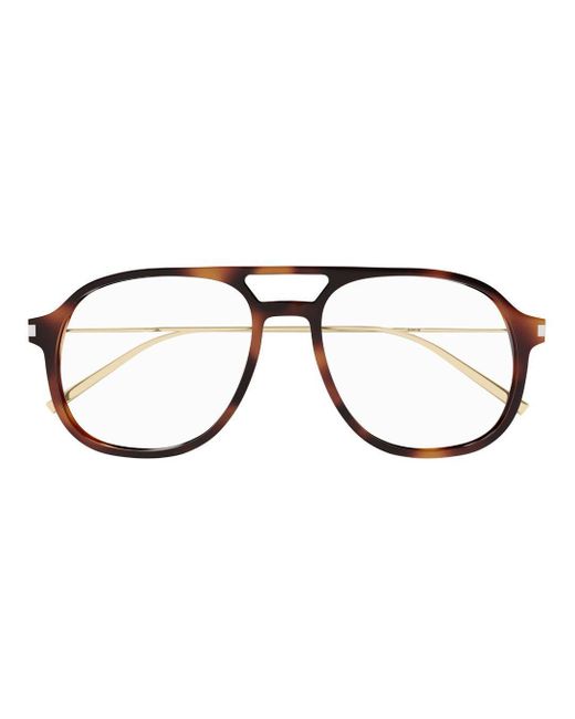 Saint Laurent Pilot Frame Glasses in Brown Lyst UK