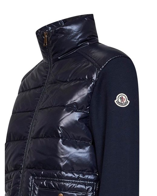 Moncler Blue Padded Fleece Zip-Up Sweatshirt Polyamide Puffer Jackets
