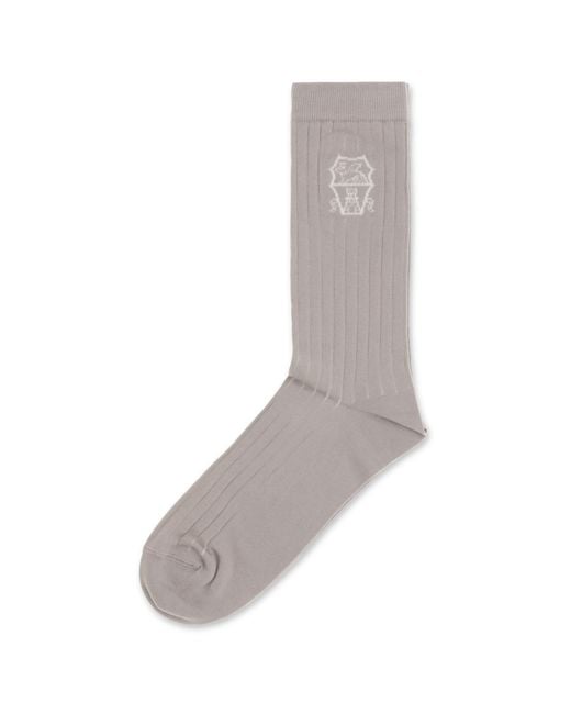 Brunello Cucinelli Gray Cotton Socks for men