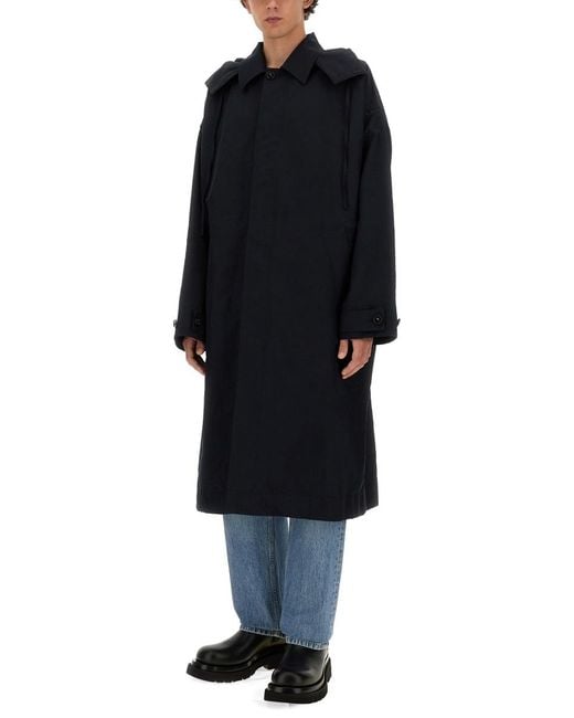 Bottega Veneta Black Hooded Trench Coat Polyamide & Raincoats for men