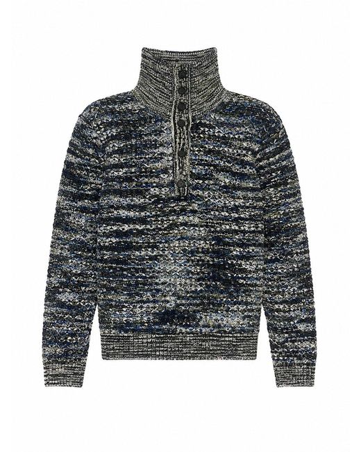 Missoni Gray Buttoned High-Collar 3D-Knit Slub Wool And Viscose Sweater for men