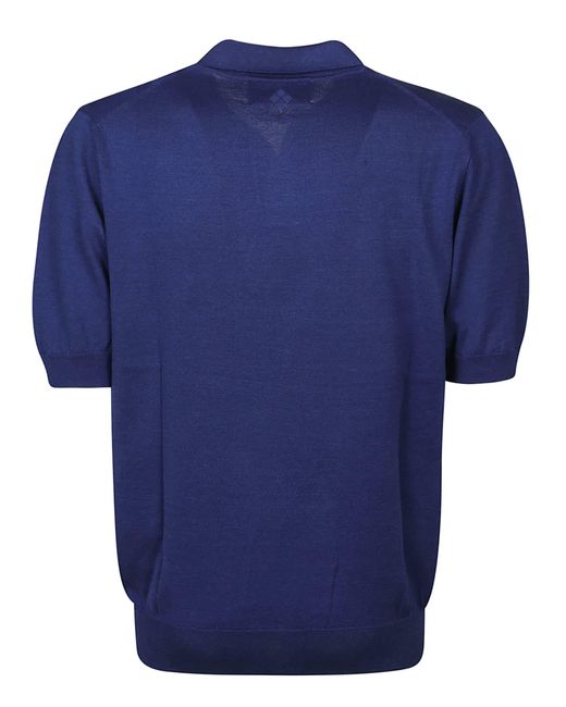 Ballantyne Blue Polo Neck Short Sleeve Sweater for men