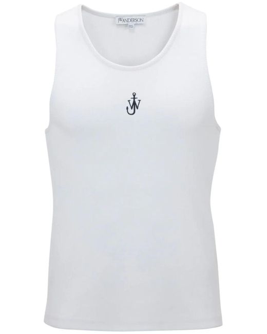 J.W. Anderson White Embroidered Logo Tank Top for men