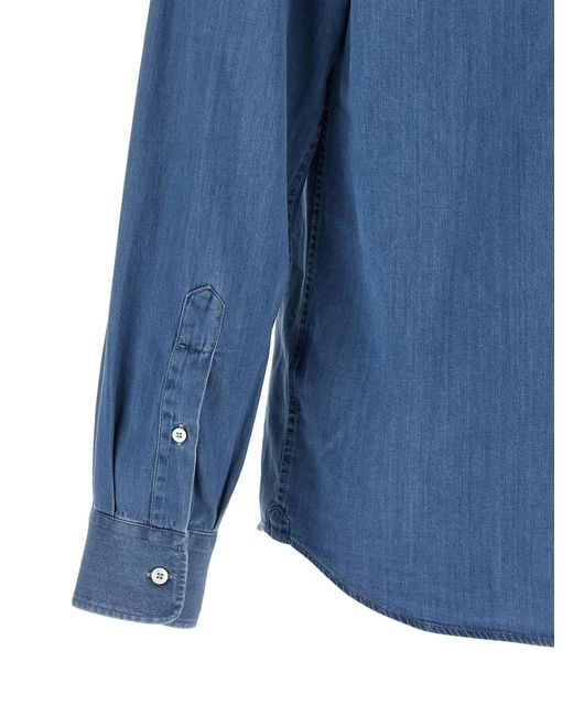 Brunello Cucinelli Blue Cotton Blouse for men