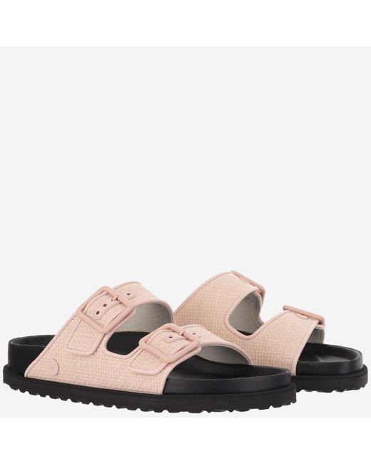 Birkenstock Pink Sandals 1774 Arizona Raffia