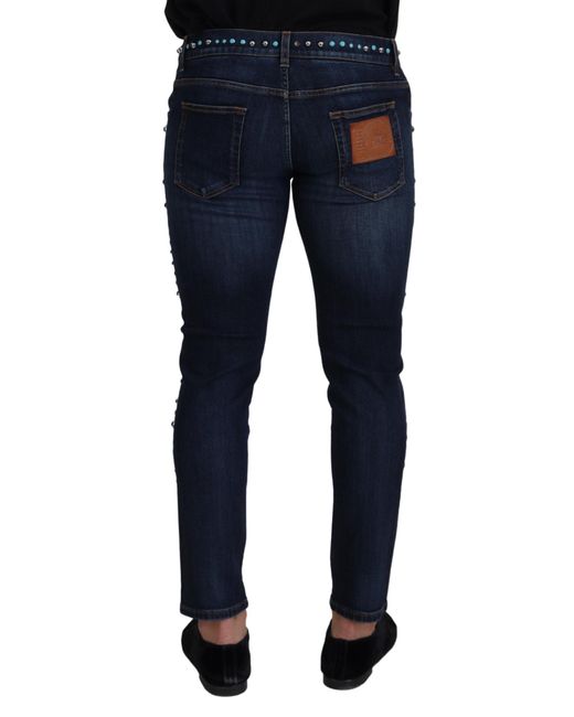 Dolce & Gabbana Blue Studded Opulence Denim Jeans for men