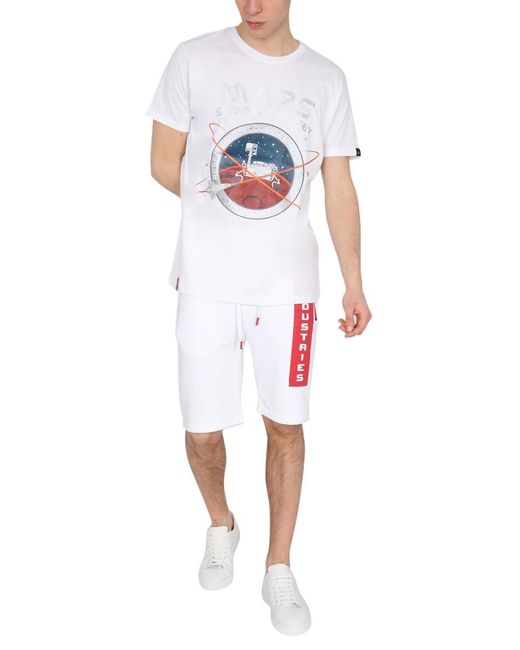 Alpha Industries White Mission To Mars T-Shirt for men