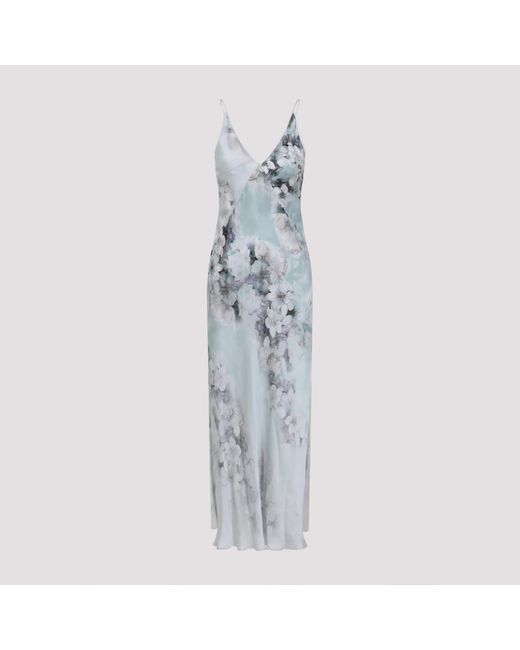 Alberta Ferretti Blue Printed Light Viscose Evening Dress