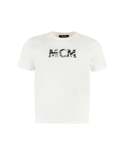 MCM White Logo Cotton T-shirt for men
