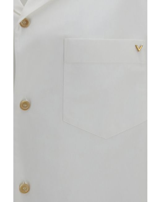 Valentino Gray Short-Sleeve Shirt With Vlogo Cotton for men