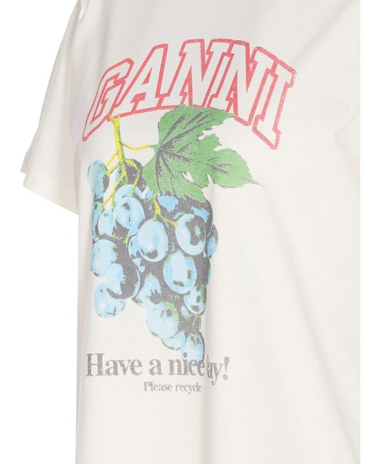 Ganni White Grapes Logo T-Shirt