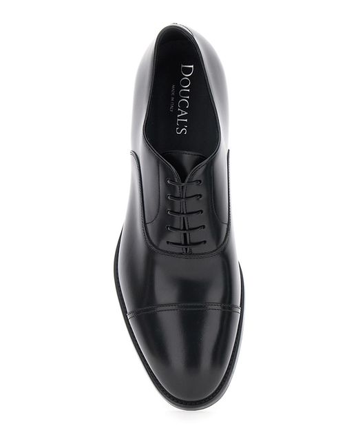 Doucal's White Smooth Leather Five-Hole Oxford Shoes For Calf Lace for men