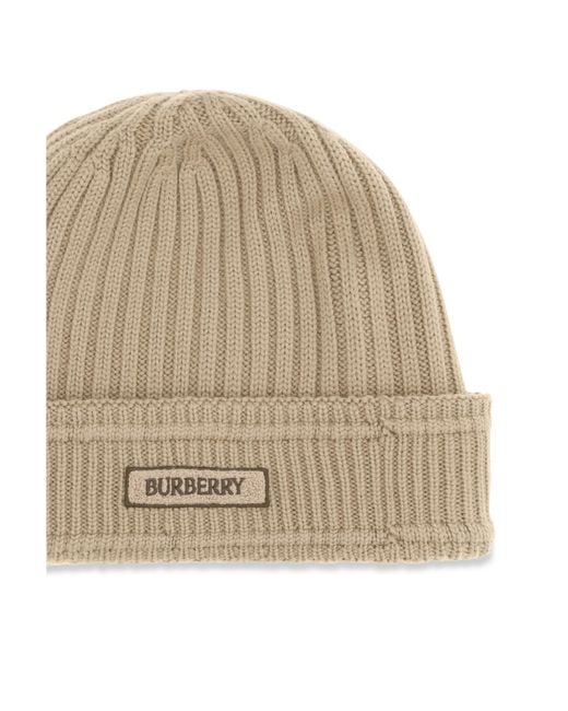 Burberry Natural Wool Beanie Merino Ovis Aries Hats E Hairbands for men