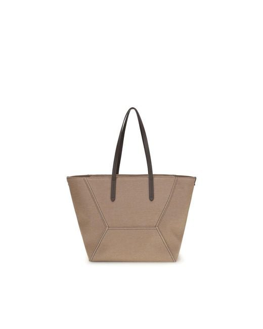 Brunello Cucinelli Brown Beige Cotton Shoulder Bag for men