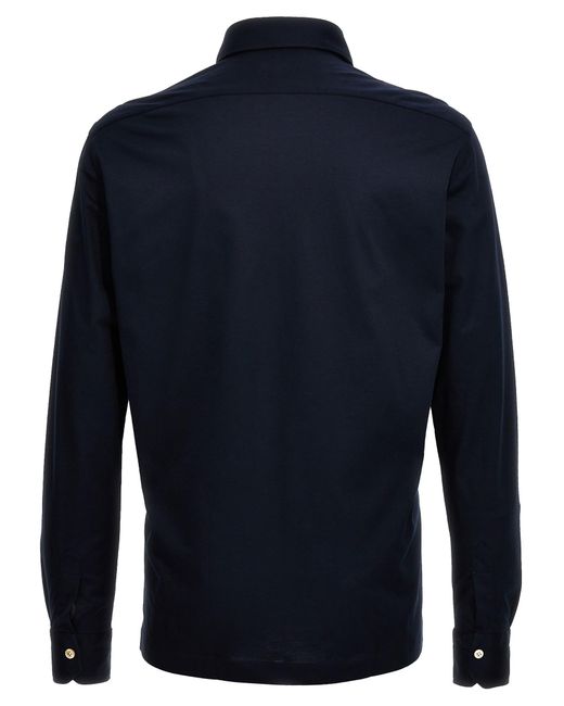 Kiton Blue Long Sleeve Polo Shirt for men