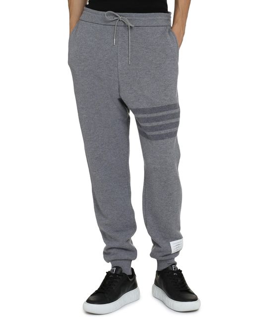 Thom Browne Gray Virgin Wool Track Pants Elastane for men