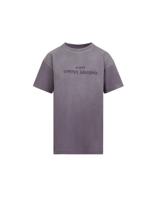 Maison Margiela Purple Reverse Logo-Printed Crewneck T-Shirt for men