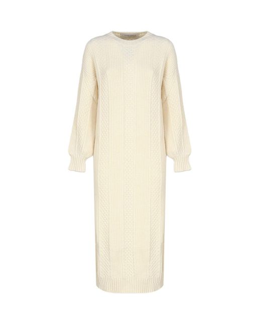 Golden Goose Deluxe Brand Natural Wool Dress With Embroidery On The Back