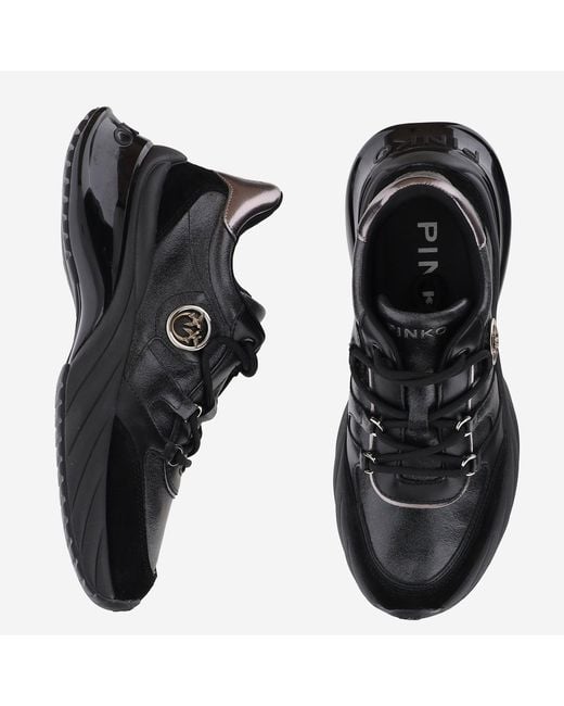 Pinko Black Leather Sneakers Upper: Bovine Trainers