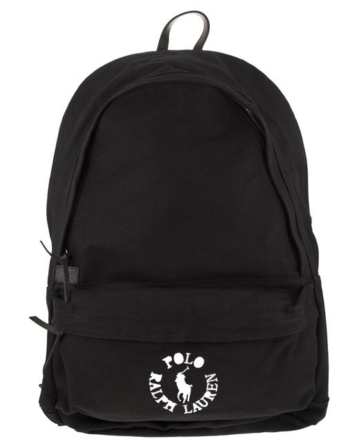 Polo Ralph Lauren Black Canvas Backpack With Embroidered Logo for men