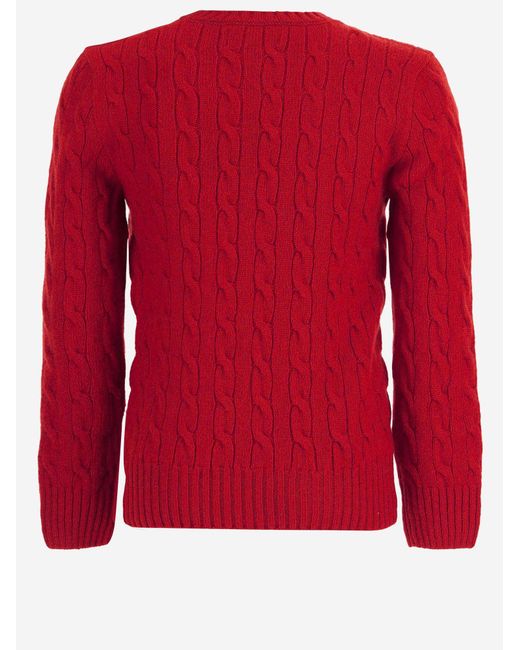 Polo Ralph Lauren Red Cable-Knit Cashmere Sweater Wool for men