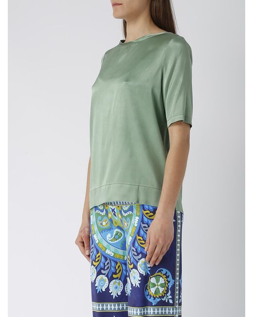Maliparmi Green Camicia Silk Satin Shirt