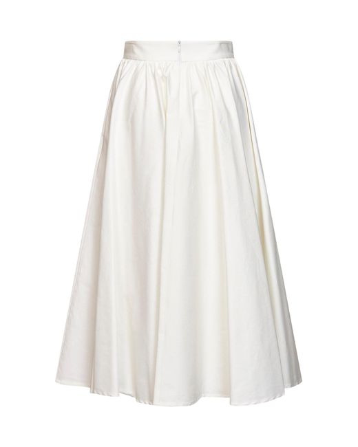 Blanca Vita White Midi Skirt Golia Stretch Poplin Cotton