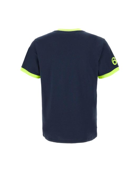 Sun 68 Blue Fluo Logo Cotton T-Shirt for men