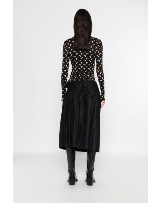 MARINE SERRE Black Moon Print Square-Neck Top