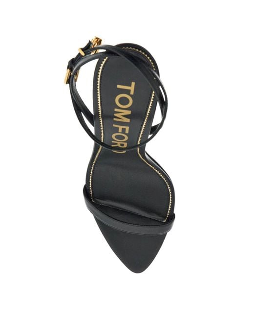 Tom Ford White Goat Leather Sandals With 10 Cm Stiletto Heel And Ankle Strap