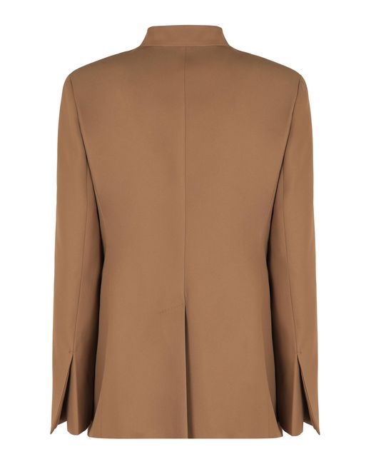Max Mara Brown Single-Breasted Jacket Segnale Cotton Blazers