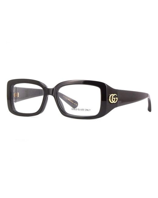 Gucci Black Eyeglasses Rectangle Full Rim, Frame And Clear Demo Lenses Lens Gg1406O001