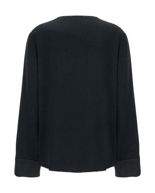 Forte_forte Black V-Neck Sweater Acetate Blend Tops