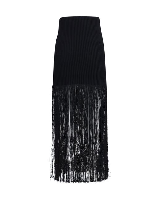 Alaïa Black Pencil Skirt Fringe Viscose