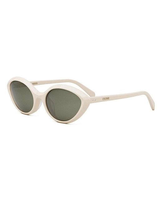 Céline White Sunglasses Cat Eye Full Rim, Shiny Milky Peach With Glitter Frame And Lens Cl40264U59E