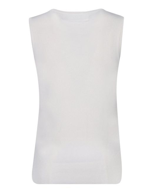 Ermanno Scervino White Sleeveless Broderie Anglaise Tank Top