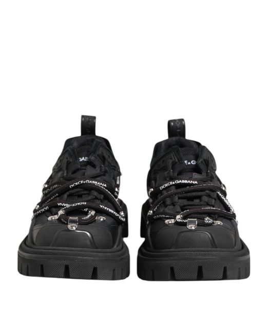 Dolce & Gabbana Black Low Top Lace Up Trekking Sneakers Shoes for men
