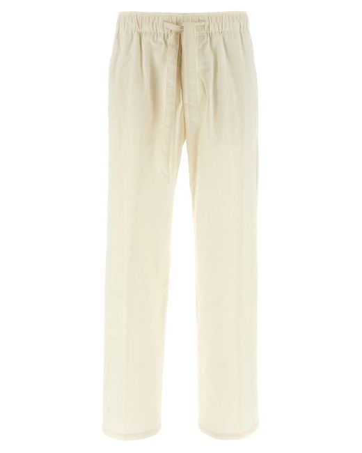 Lanvin Natural Lightweight Cotton Trousers With Adjustable Drawstring for men