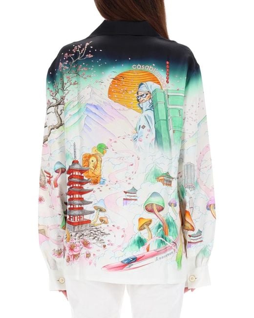 Casablanca Blue Flower Print Shirt Silk