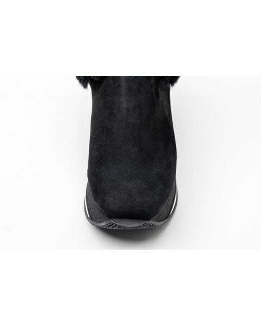 Hogan Black Faux Fur Trim Booties Shoe