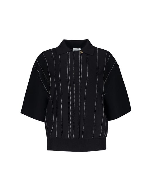 Ferragamo Blue Knitted Wool Polo Shirt
