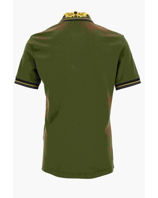 Versace Green Baroque-Pattern Polo Shirt for men