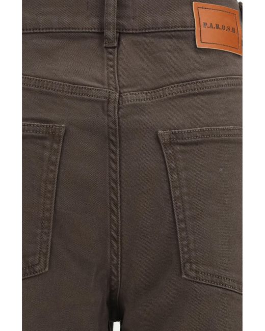 P.A.R.O.S.H. Brown Drill Pants Cotton; Elastane