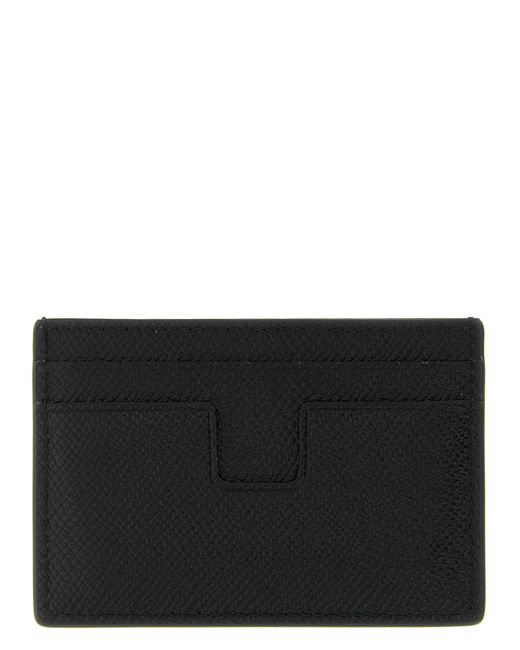 Tom Ford Black Small Grain Leather Cardholder for men