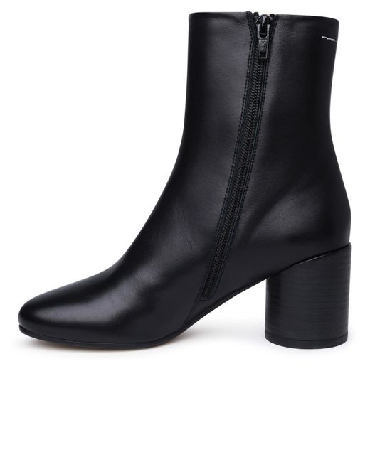 MM6 by Maison Martin Margiela Black Leather Ankle Boots